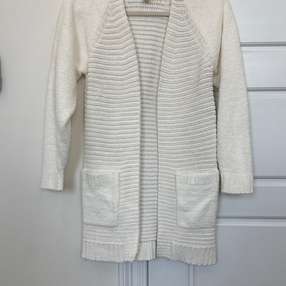 Like New! Cat & Jack Girls Duster Open-front Cardigan Sweater Cream Ivory - Picture 2 of 5